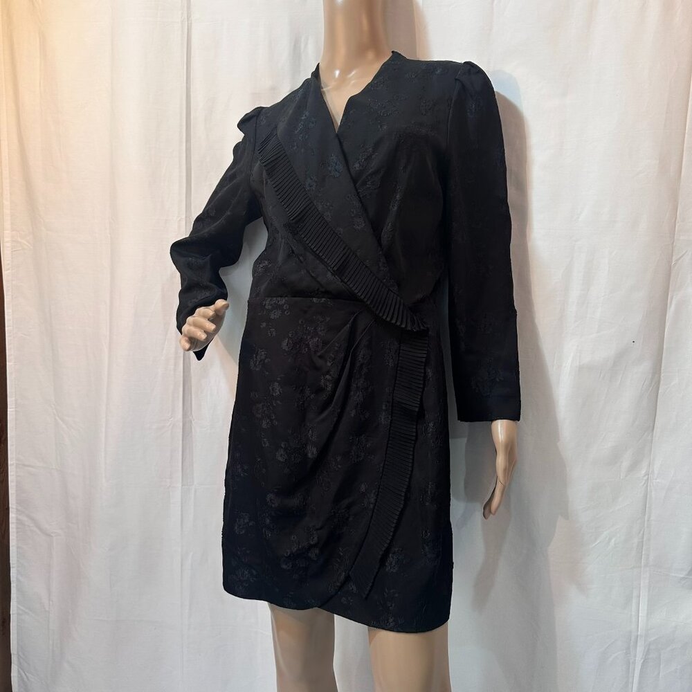 Sandro Paris Faux Wrap  Size 38 Black dress NWT